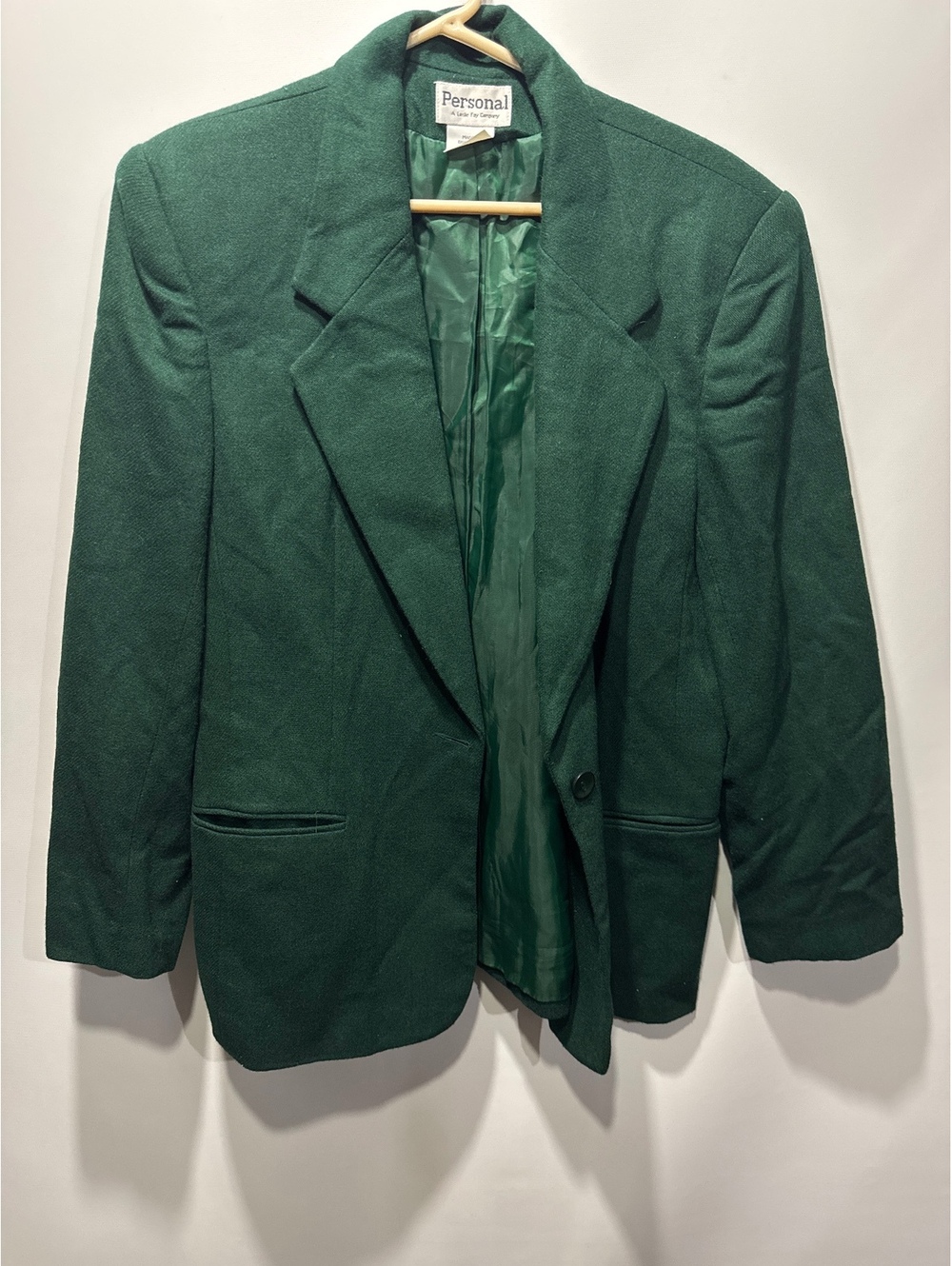 Personal Leslie Fay Company Green Wool Blend Blazer Jacket,